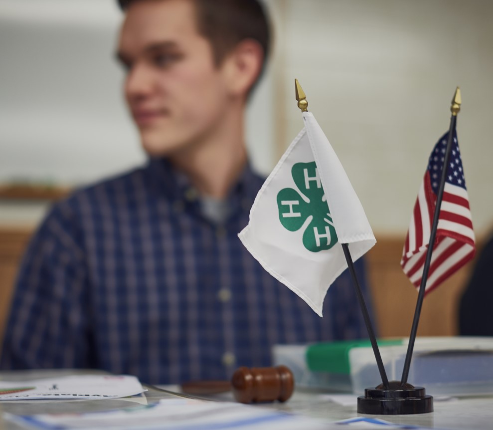 4-H flag and American flag